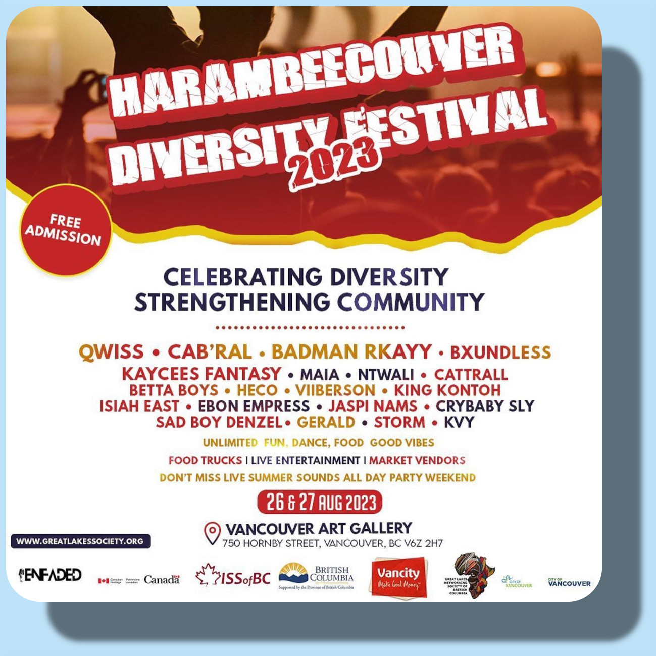 Harambeecouver Diversity Festival 2023 | Vancouver | August 26-27
