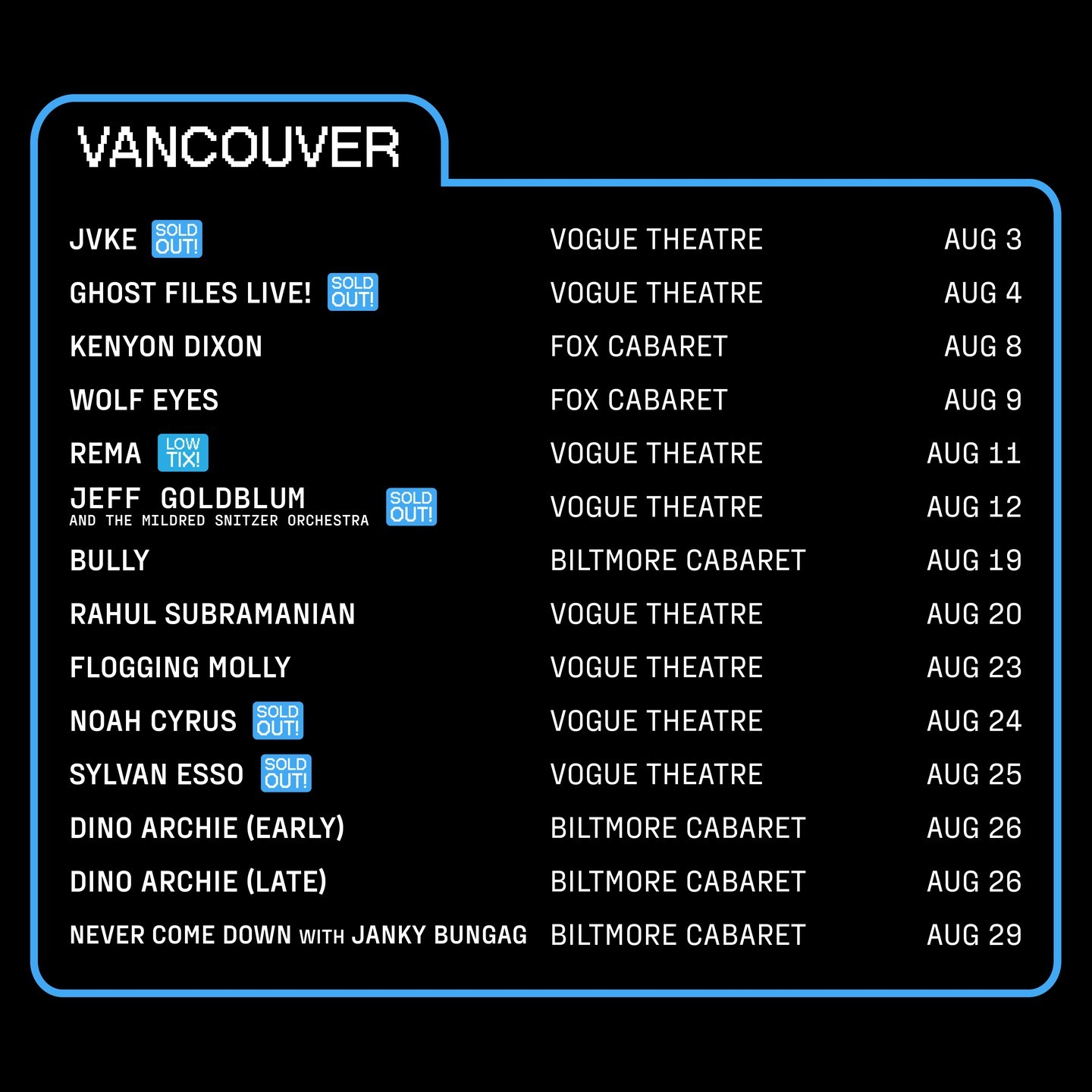 Upcoming shows : Cabaret and Theatre| Vancouver, August