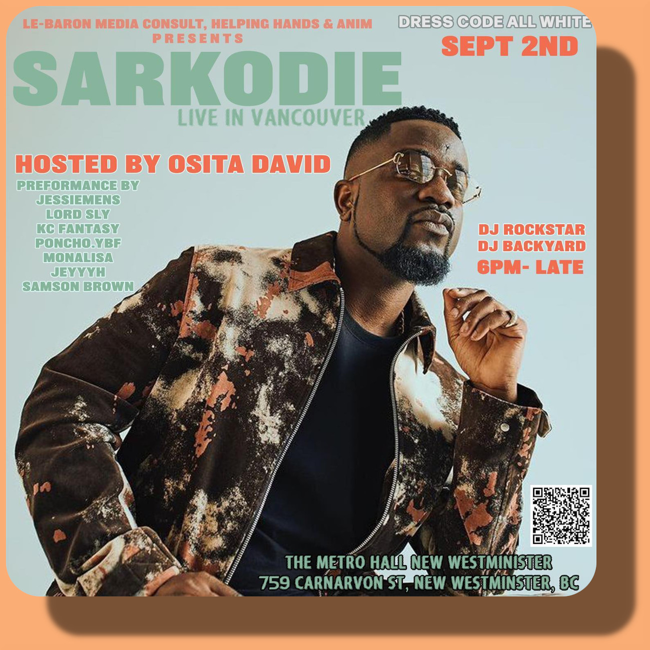 Sarkodie Live in Concert | Metro Hall | September 2nd, New Westminster